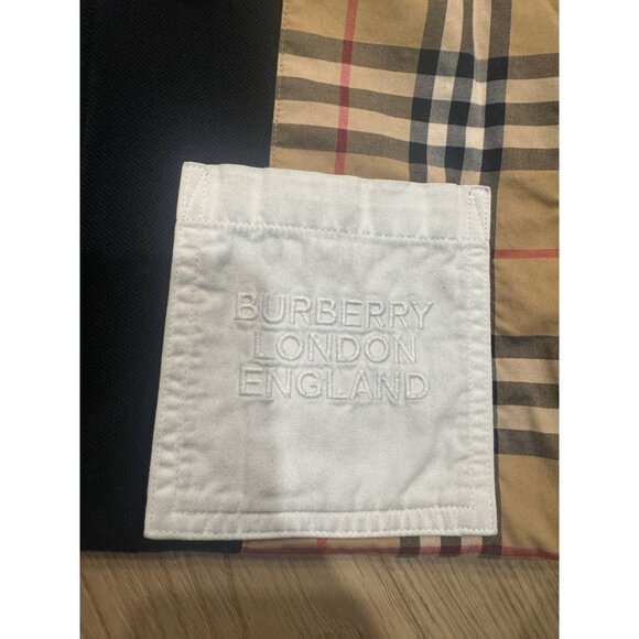 Burberry Kids Polo Shirt Size 10Y Black & Classic Check Panel with Zip Closure - Picture 3 of 9